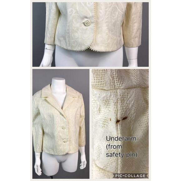 NWT 1960s Off White Paisley Button up Blazer Shirt Jacket / Small - Picture 4 of 4